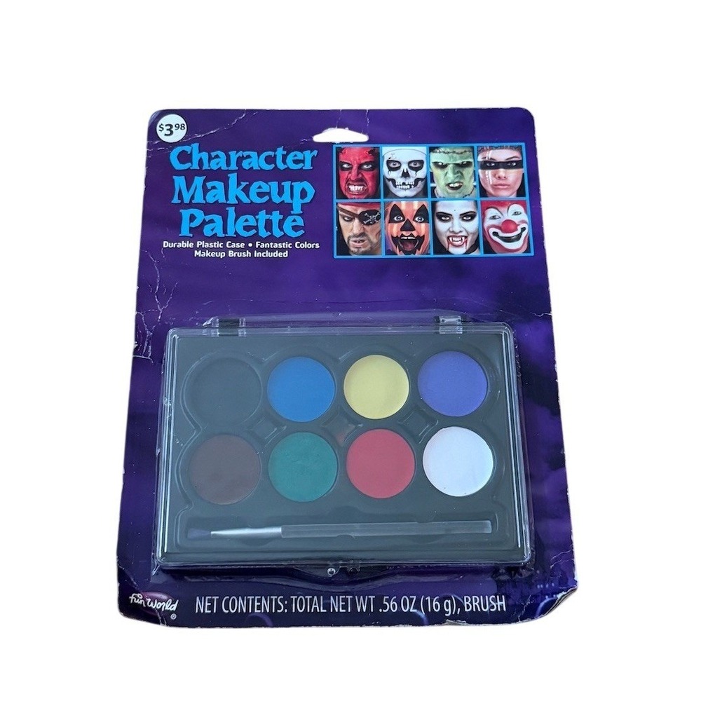 Halloween Fun World Character Makeup Palette Face Paint Kit 8 Colors Brush 0.56